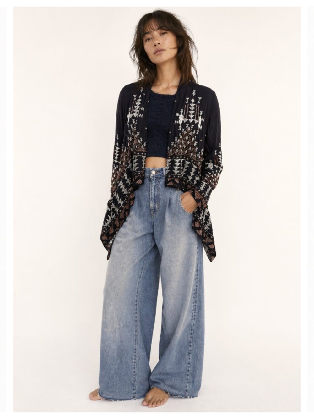 CLEOBELLA Beaded Waterfall‎ Open Front Jacket
